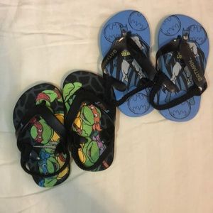 TMNT and Batman toddler flip flops.